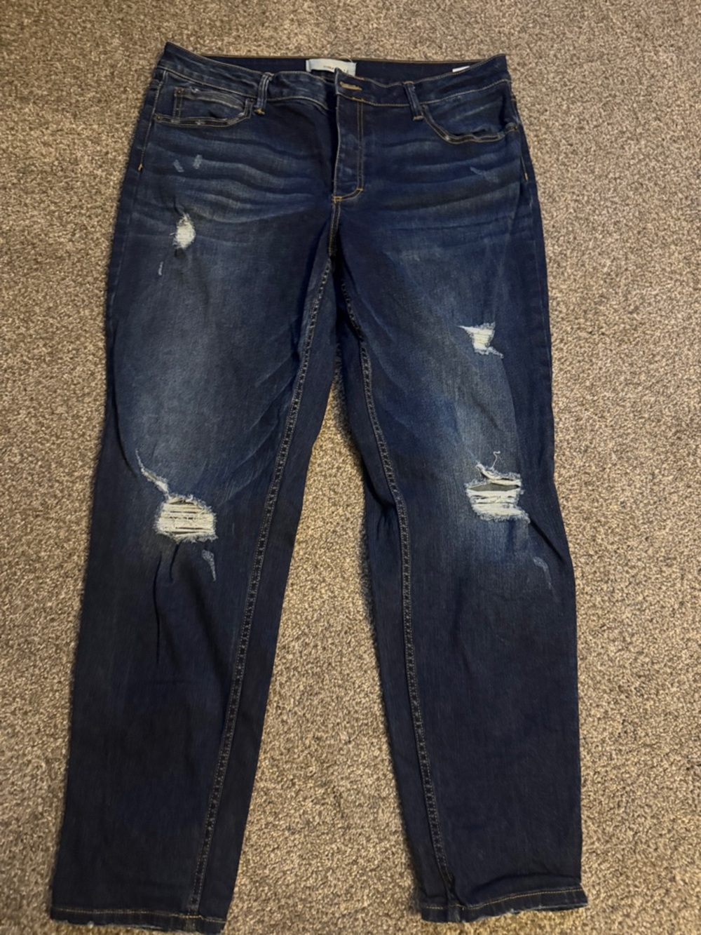 Maurices Dark Blue Distressed Boyfriend Jeans